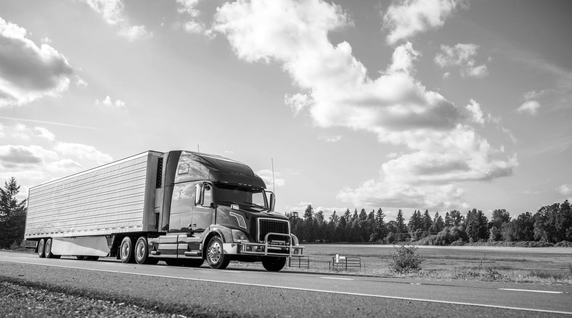 Tractor trailer in transit